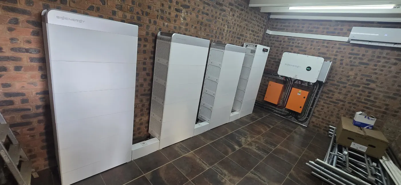 DurbanSolar commercial battery room with several Sigenergy stacks